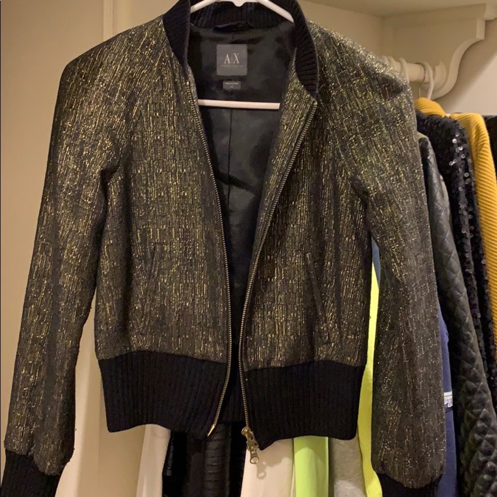 Armani Exchange Gold And black bomber jacket!